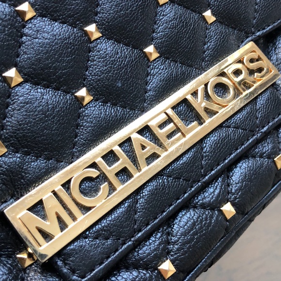 RARE Black & Gold Studded Michael Kors Crossbody - Picture 10 of 10